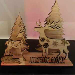 Décoration noël cerf, biche sapin