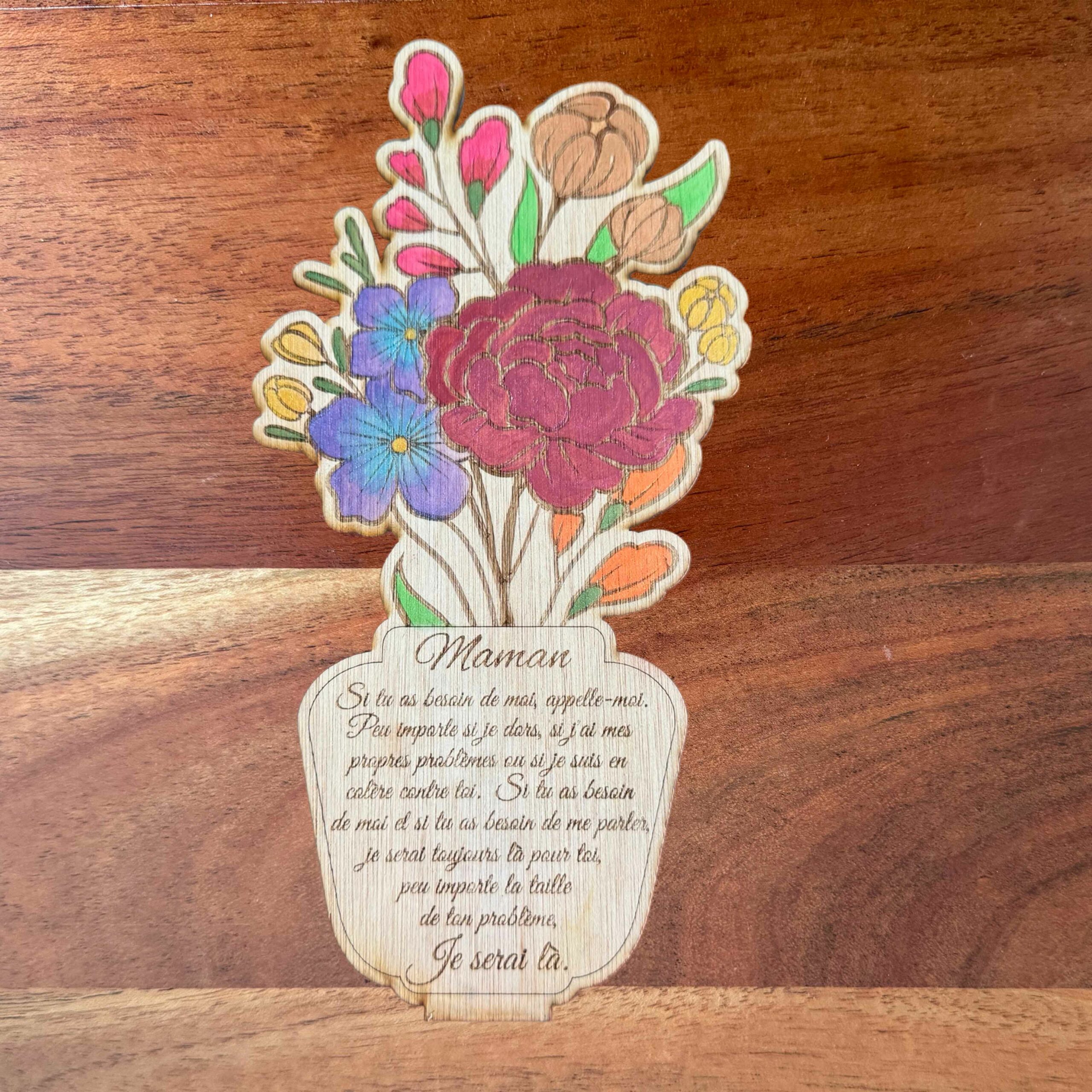 Plaques en bois avec beau texte pour une maman